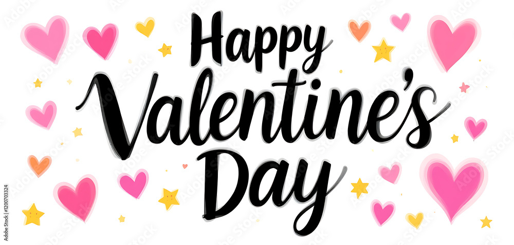 Lettering Happy Valentines Day banner. Valentines Day greeting card template with typography text happy valentine`s day and red heart and line on background. Vector illustration Lettering Happy Valentines Day banner. Valentines Day greeting card template with typography text happy valentine`s day and red heart and line on background. Vector illustration