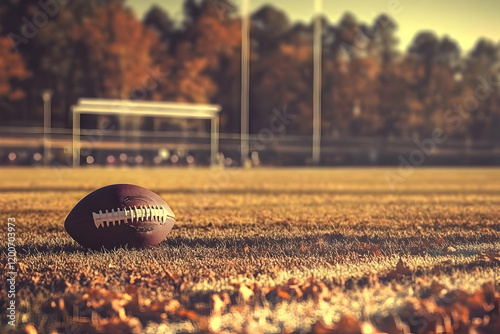 Football Lies on Grass Fiel...