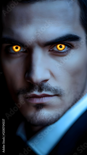 Man with Glowing Eyes Stare...