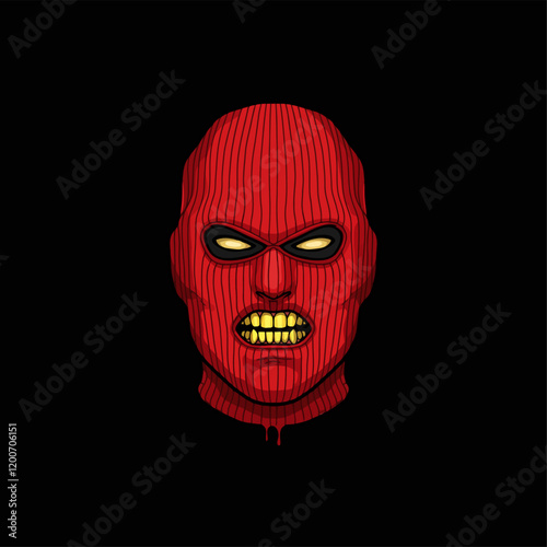 Angry Red Masked Figure With Gold Teeth