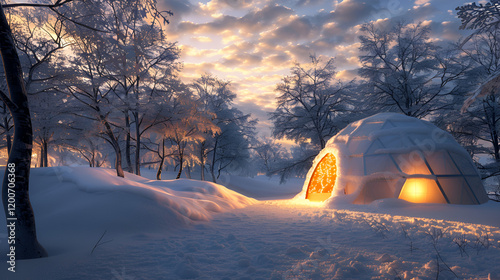 Remote Igloo Situated in a Snowy Isolated Area

 photo