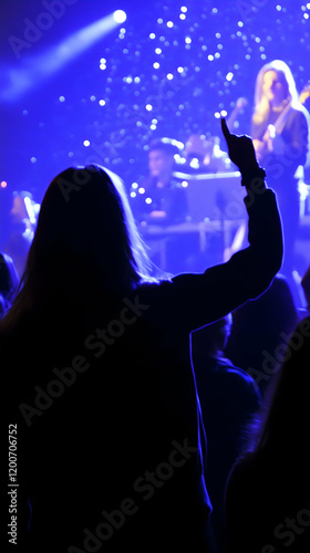 Silhouetted Fan Raises Hand...