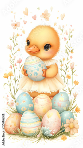 Cute Duckling Holds Easter ...
