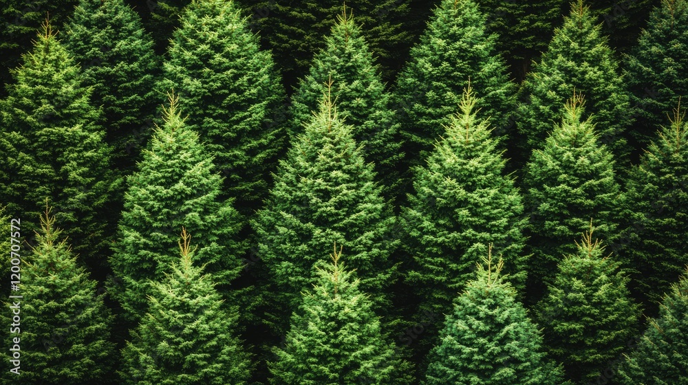 Christmas tree farm aerial view, rows of evergreens, seasonal background Christmas tree farm aerial view, rows of evergreens, seasonal background