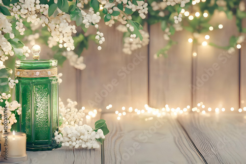 Green Ornate Jar and Candle...