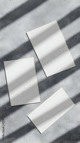 Three Blank White Paper Car...
