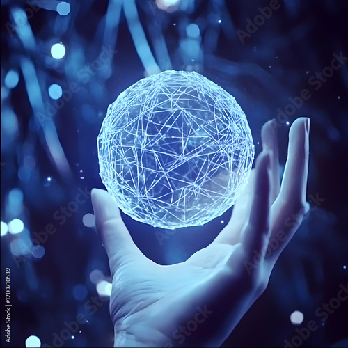 Hand Holds Glowing Orb of I...