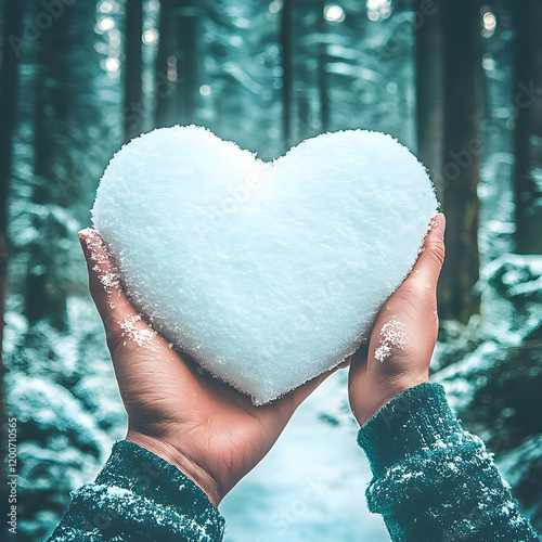Hands Holding a Snow Heart ...