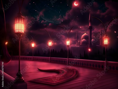 Mystical Night Balcony Over...