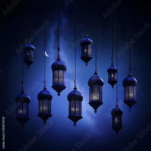 Ornate Lanterns Glow Agains...