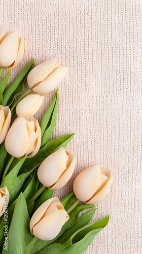 Beige Tulips Lie Elegantly ...