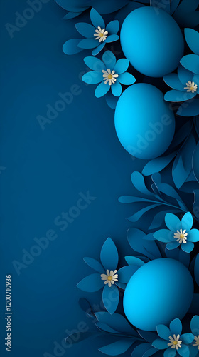 Blue Easter Eggs and Flower...