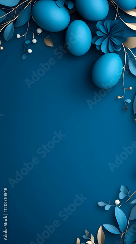 Blue Eggs Decorated with Pa...