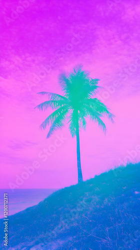 A Vibrant Palm Tree Stands ...