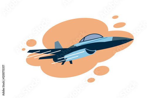 American cold war jet fighter plane vector illustration. simple aircraft logo, military equipment.