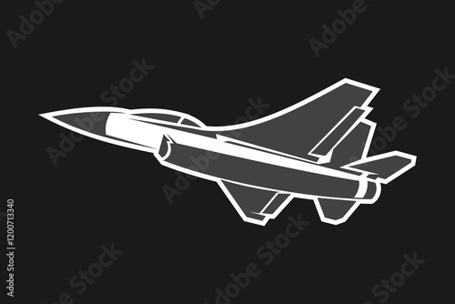 American cold war jet fighter plane vector illustration. simple aircraft logo, military equipment.