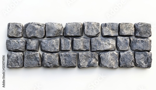 Grey stone paving cobblestone path texture.