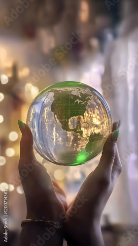 Hands Holding a Glass Globe...
