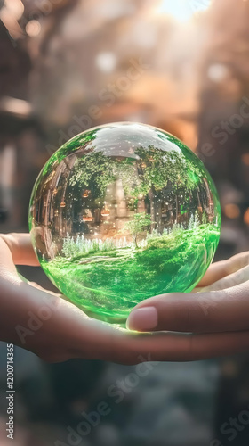 Hands Holding a Glass Orb C...