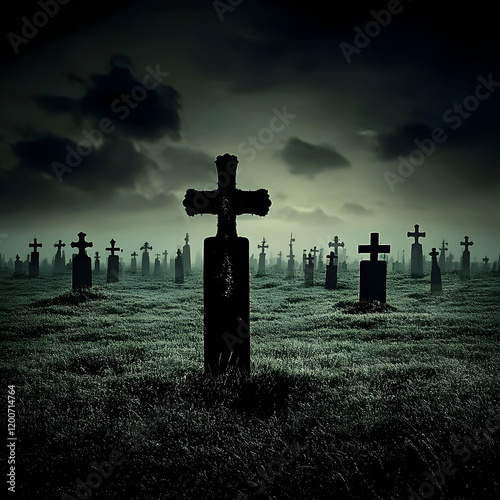 Silhouetted Crosses Stand i...