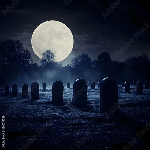 Graveyard Scene Shrouded in...