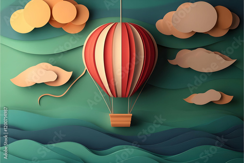 3D Paper Cut Hot Air Balloo...