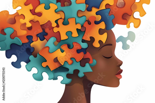 Woman with Colorful Puzzle ...