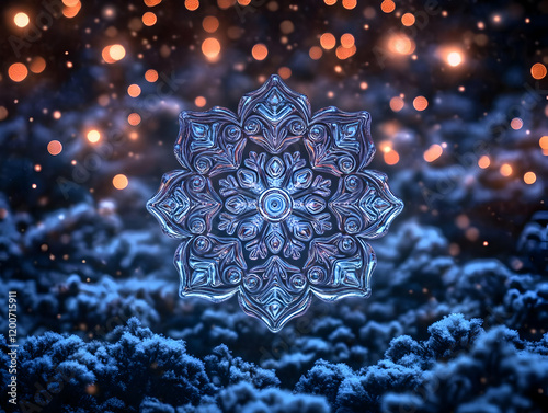 Intricate ice crystal snowf...