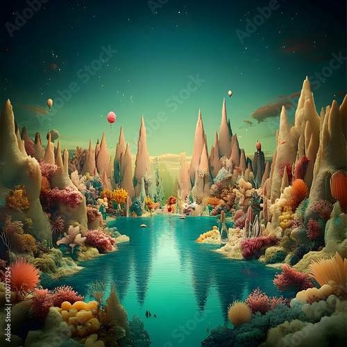Whimsical fantasy landscape...