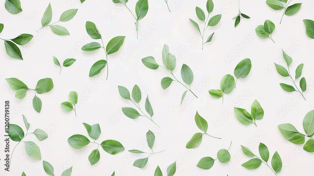 Soothing Seamless Pattern of Fresh Green Natural Leaves