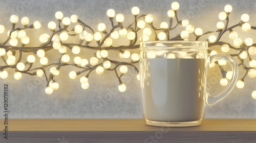Glass Mug of Milk Sits on T...