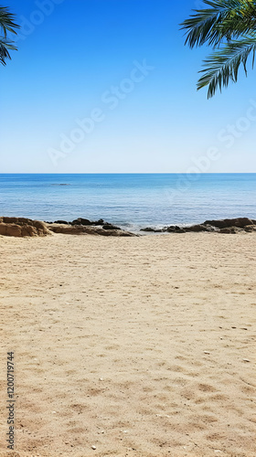 Serene Beach Landscape with...