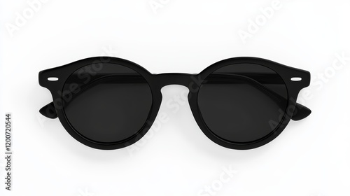 Classic Black Round Sunglasses Isolated on White