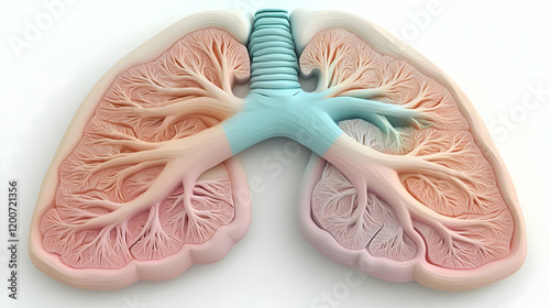 3D Illustration of Lungs wi...