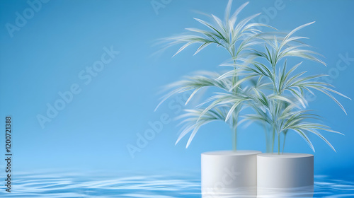 White Cylinder Podiums with...
