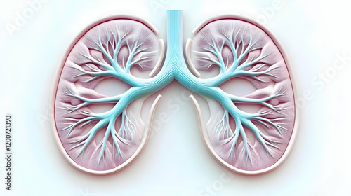 3D Illustration of Lungs wi...