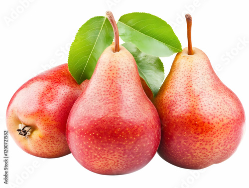 Three Ripe Red Pears with G...