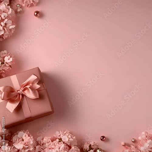 Pink Gift Box and Flowers B...