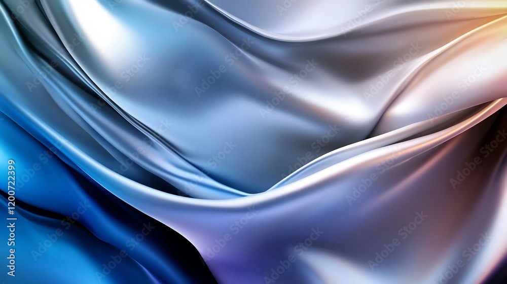 Fototapeta premium Abstract Blue and Silver Silk Drape: A Luxurious Textured Background