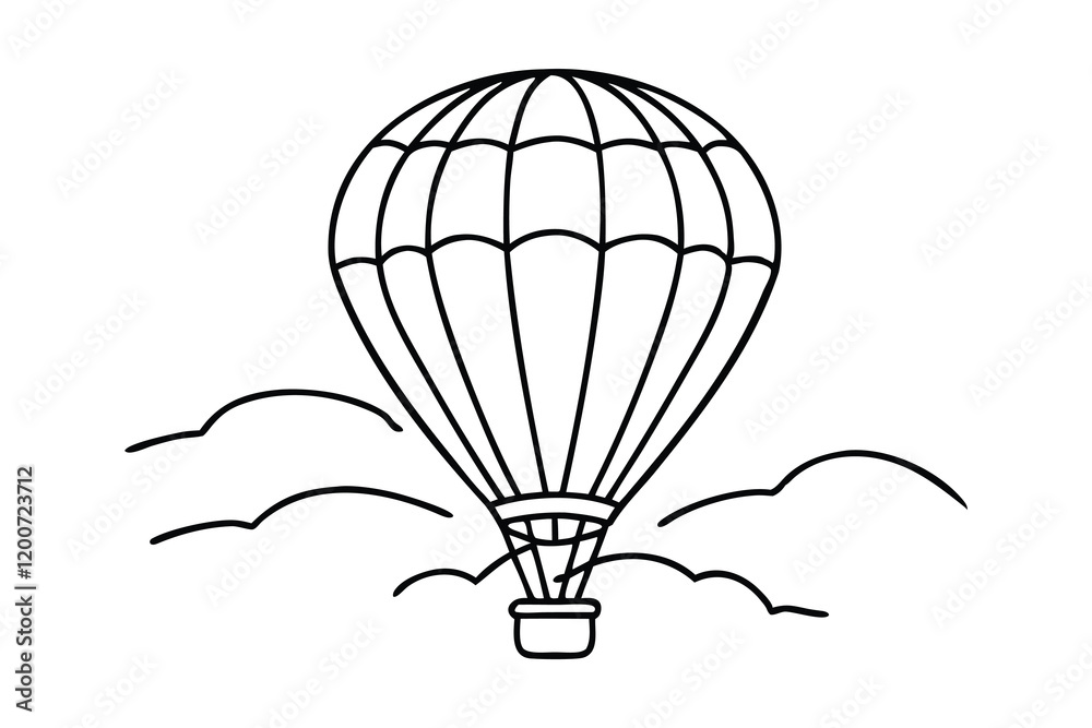 Obraz premium Hot air balloon Hand drawn line art vector illustration.