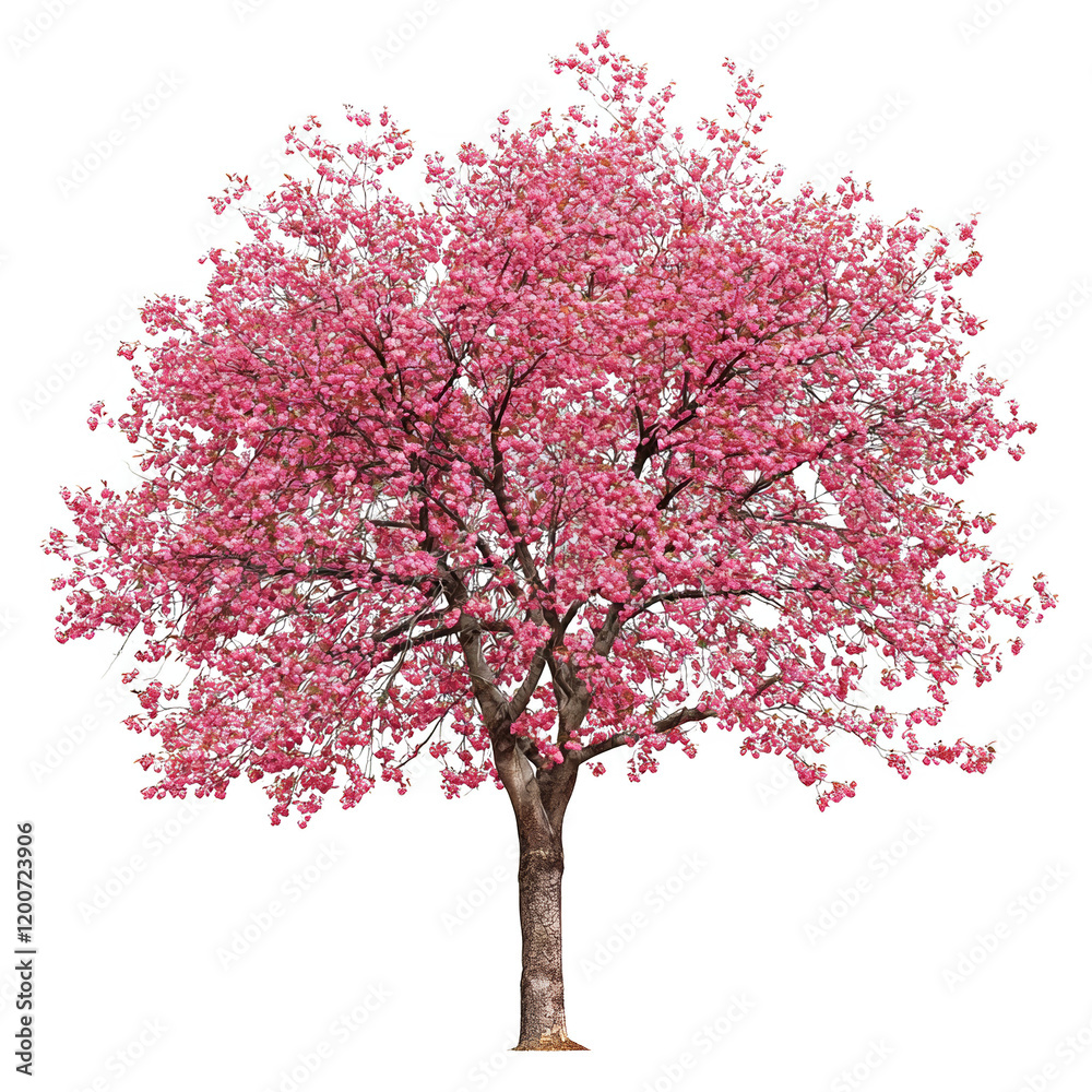 Obraz premium Vibrant Pink Blossom Tree in Full Bloom Against Clear Background