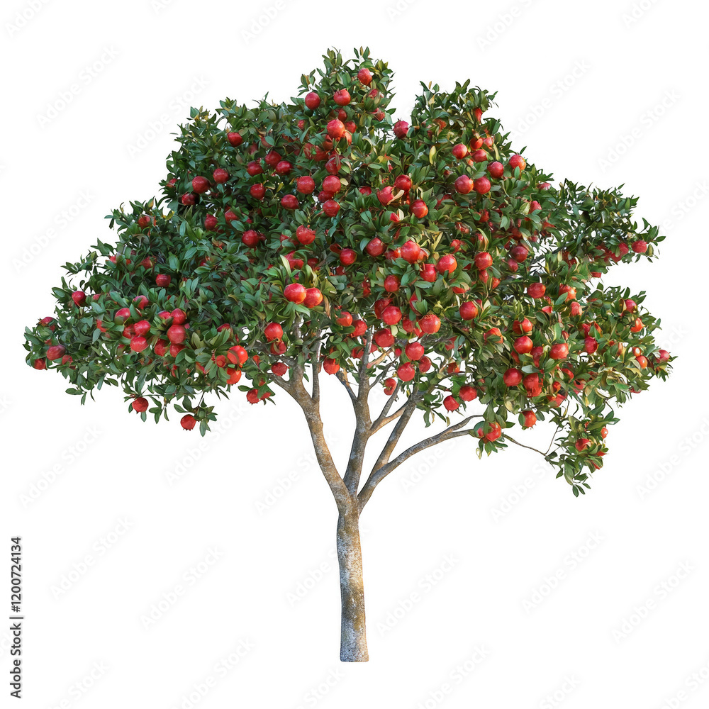 Lush Apple Tree with Bright Red Fruit in Vibrant Green Foliage Lush Apple Tree with Bright Red Fruit in Vibrant Green Foliage
