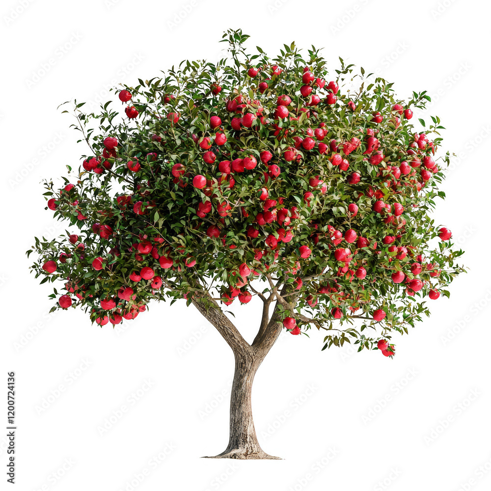 Vibrant Red Apple Tree with Abundant Fruit in Lush Green Foliage Vibrant Red Apple Tree with Abundant Fruit in Lush Green Foliage