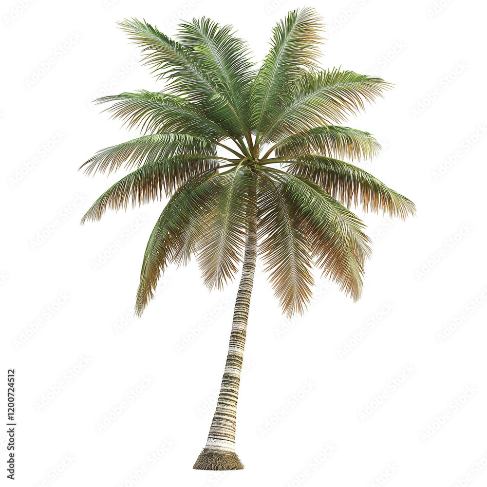 Obraz premium Lush Tropical Palm Tree Against Clear Blue Sky with Bright Sunshine