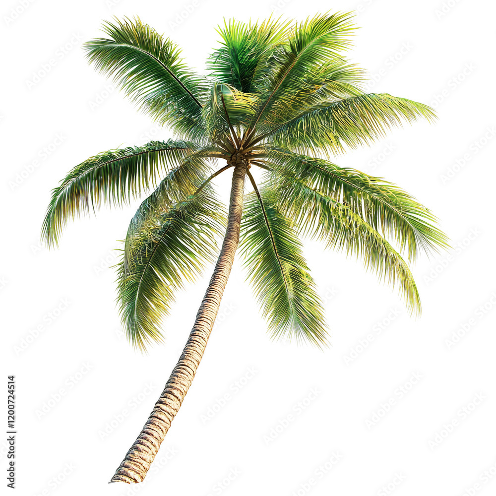 Fototapeta premium Lush Tropical Palm Tree Isolated on White Background for Design