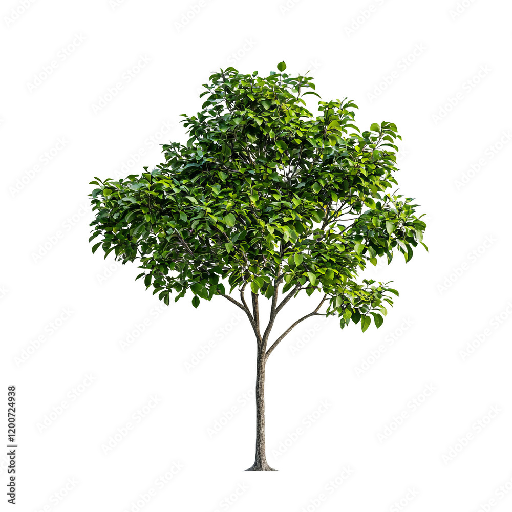 Lush Green Tree with Abundant Leaves Isolated on White Background Lush Green Tree with Abundant Leaves Isolated on White Background