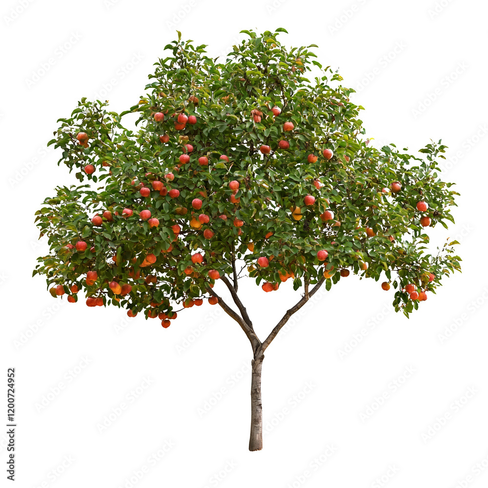 Lush Apple Tree Loaded with Red Fruits in a Scenic Nature Setting Lush Apple Tree Loaded with Red Fruits in a Scenic Nature Setting