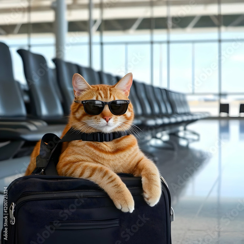 Stylish Ginger Cat with Sun...