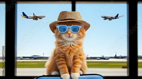 Ginger Cat with Sunglasses ...