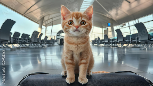 Ginger Kitten Sits Atop Lug...